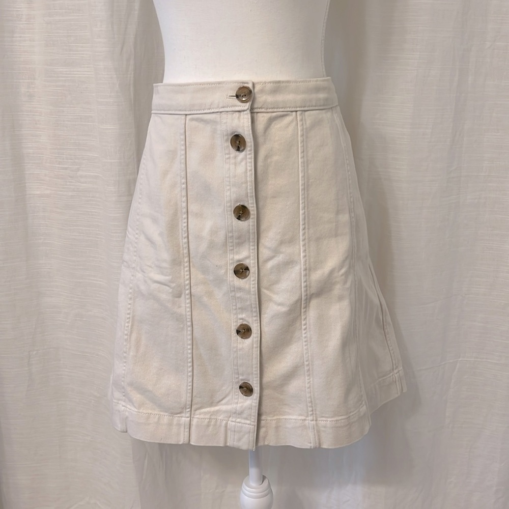 NWT Banana Republic Size 14 Cotton Jean Button Down A Line Skirt